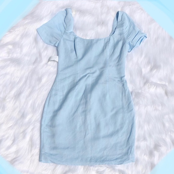 Fame and Partners Dresses & Skirts - Fame and partners blue linen body con dress